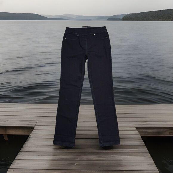 Maine New England Slim Straight Pull On Jeans 8/10 (28x29) Black High Rise Women - Picture 1 of 9